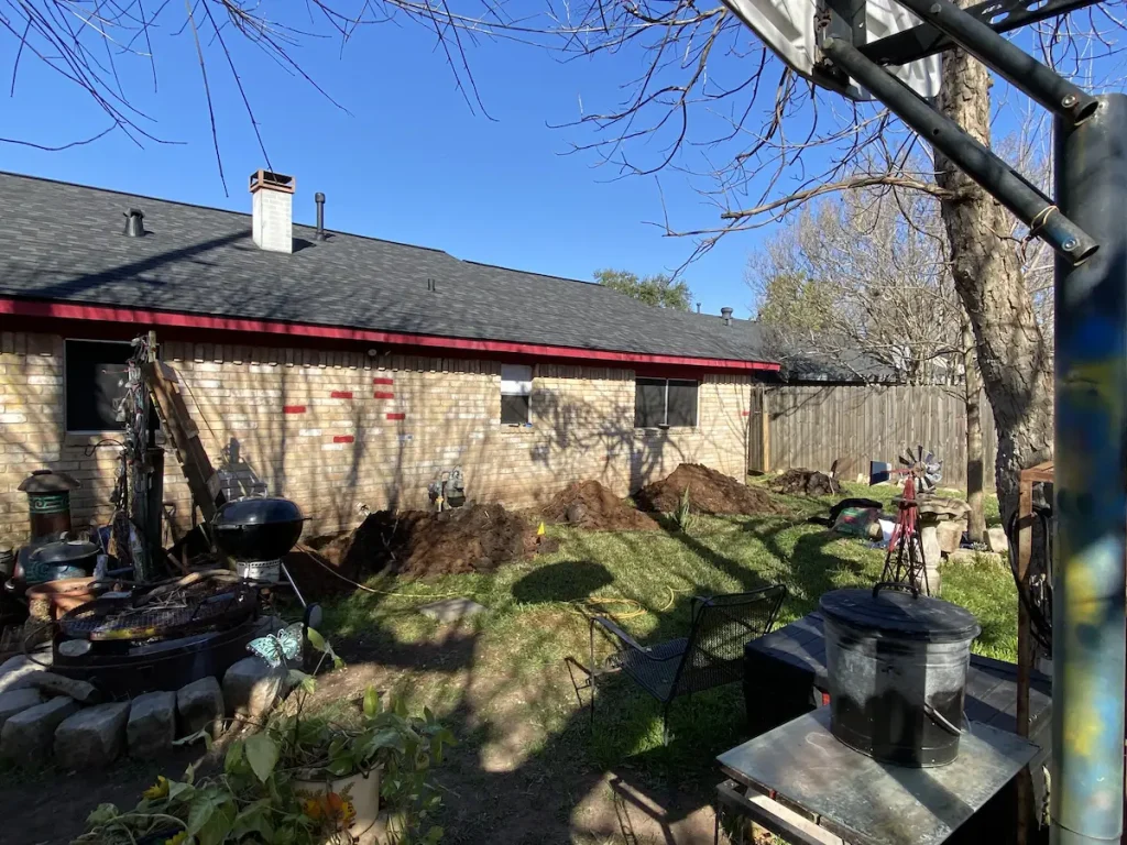 Foundation repair work underway at a residential home in Spring, TX.