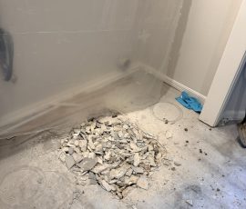 Concrete broken out of the interior slab, cleared and ready for the pier to go in