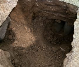 Looking straight down into a finished pier assembly before we backfill