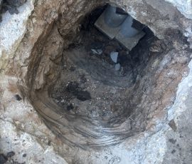 Pier seated deep under the slab, part of bringing this Houston home back to level