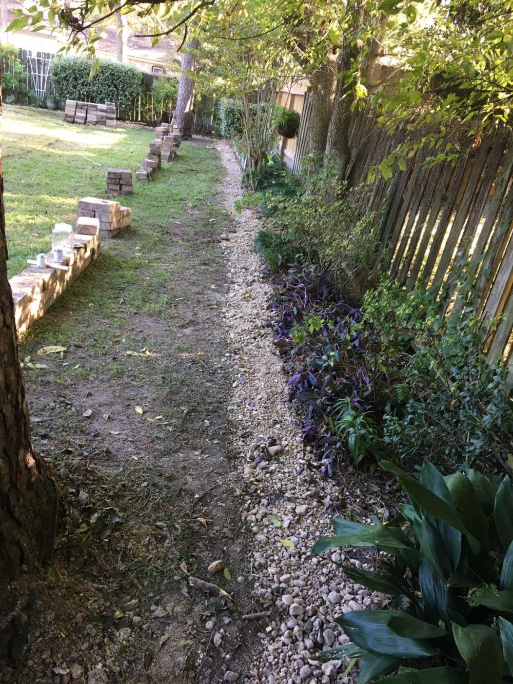 french-drain-in-houston-yard